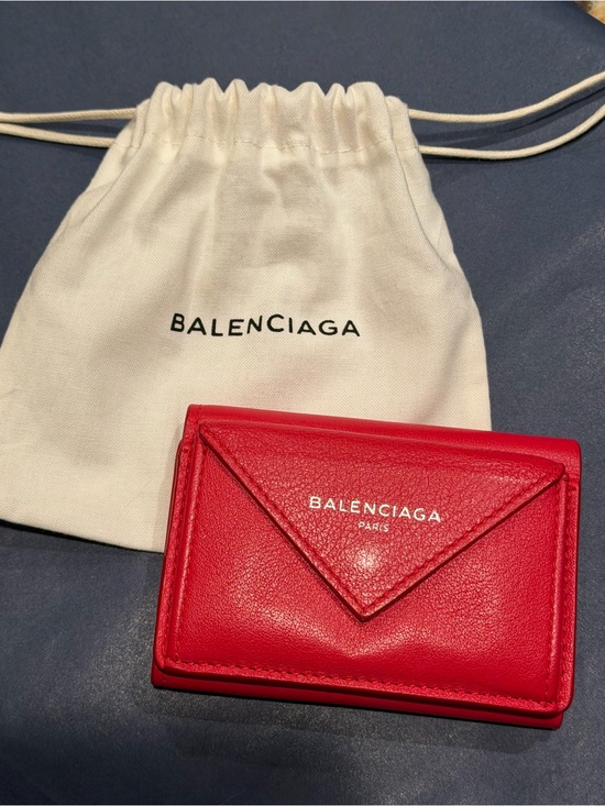 Balenciaga Accessories - Authentic Balenciaga Red Leather Envelope Papier Wallet with Original Dusty Incl